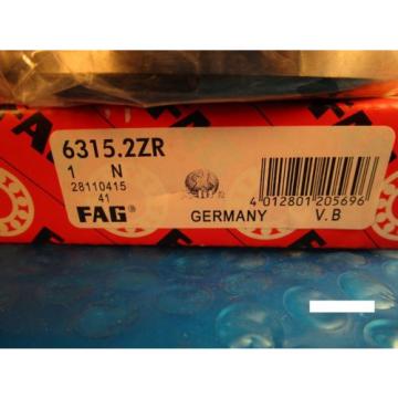 Fag 6315-2ZR, Single Row Radial Bearing (=2 SKF 2Z, NSK ZZ,NTN,Fafnir 315 KDD)