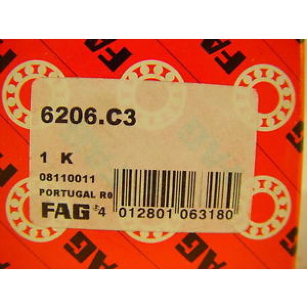 FAG 6206-C3 Deep Groove Ball Bearing 30mm ID, 62mm OD, 16mm W ~~~ LOT OF 12 ~~~ #5 image